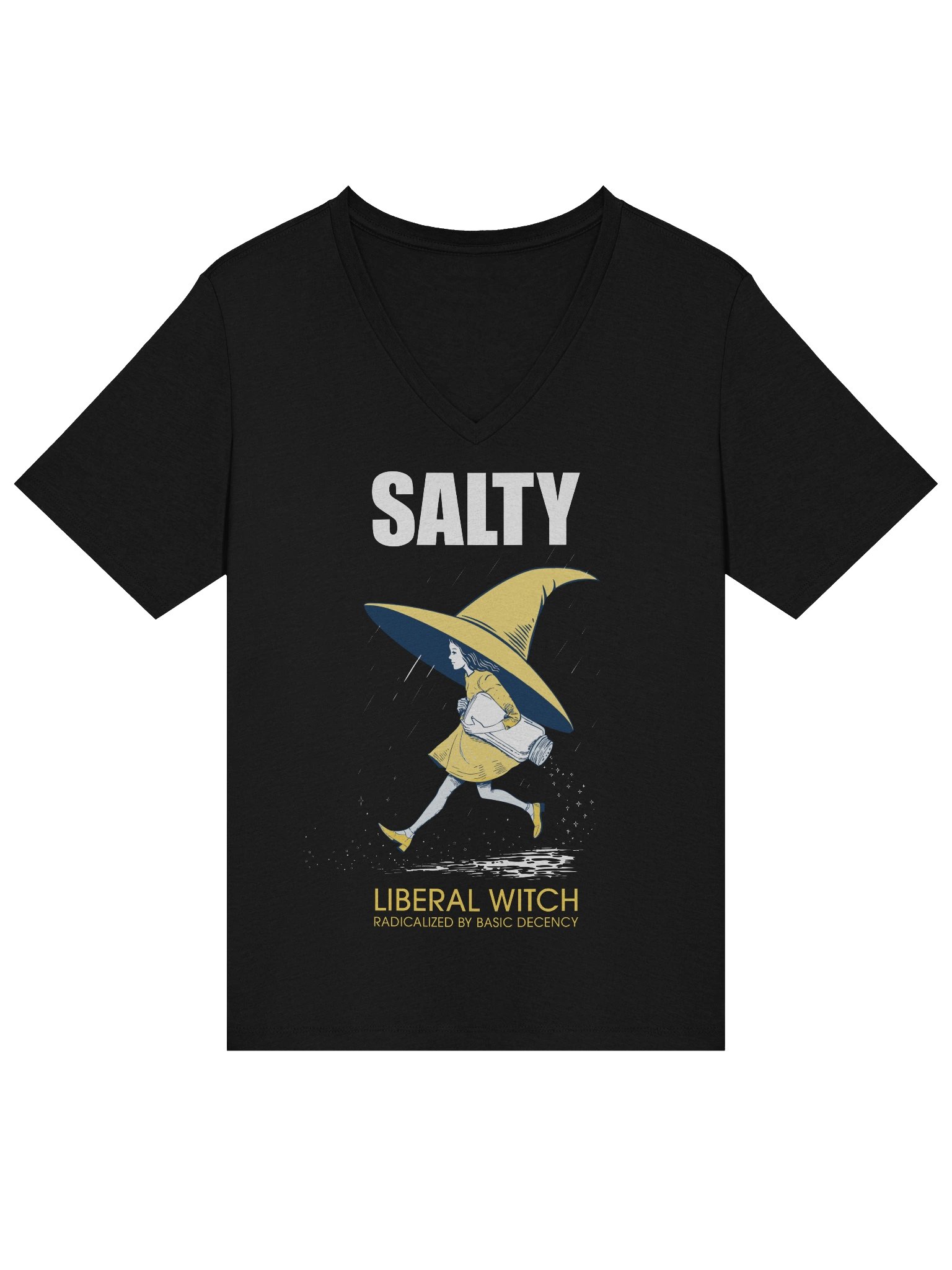 Salty Liberal Witch V Neck T-Shirt, Radicalized By Basic Decency, Progressive V-Neck Shirt product image (9)