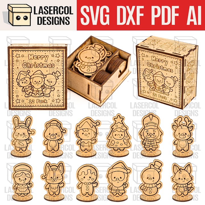 Christmas Characters Box - Laser Cut Files product image (1)