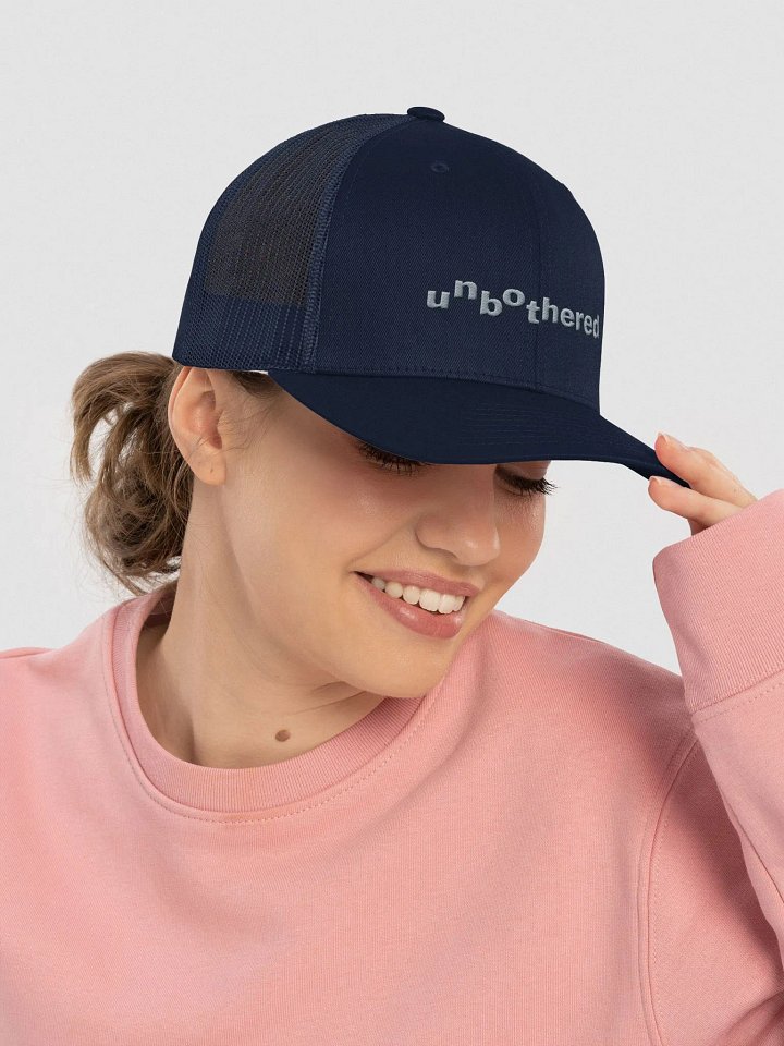 unbothered Trucker Snapback - grey text product image (2)