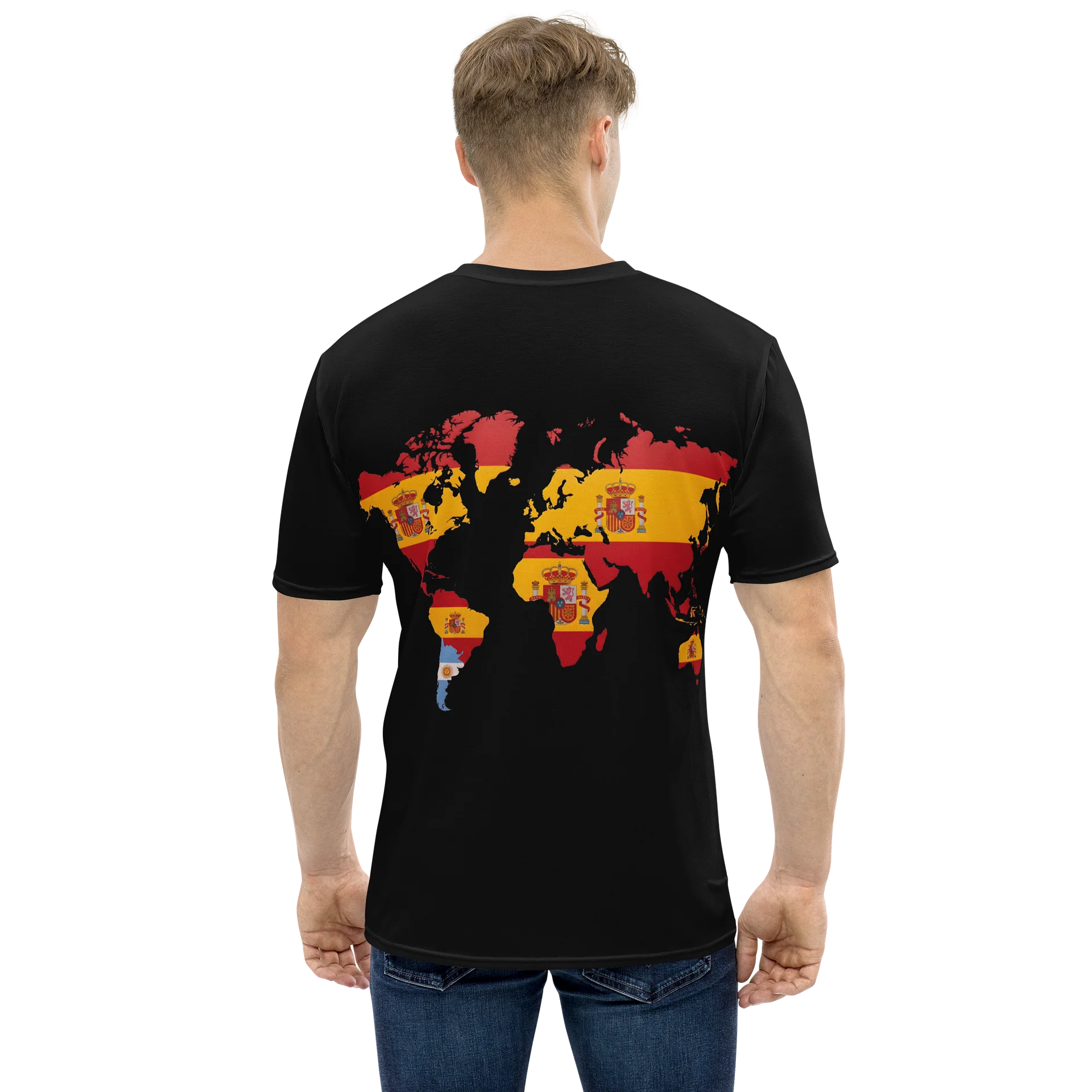 Spain-Inspired World Map Crew Neck Tee product image (1)