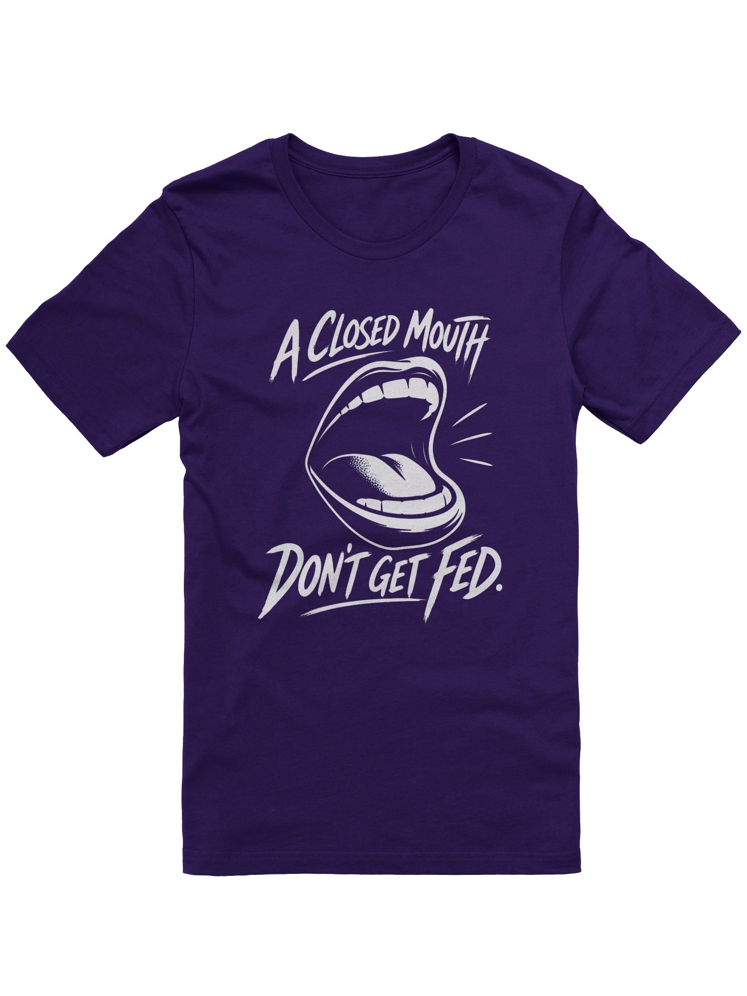 “A Closed Mouth Don’t Get Fed” Statement Tee - Black product image (3)