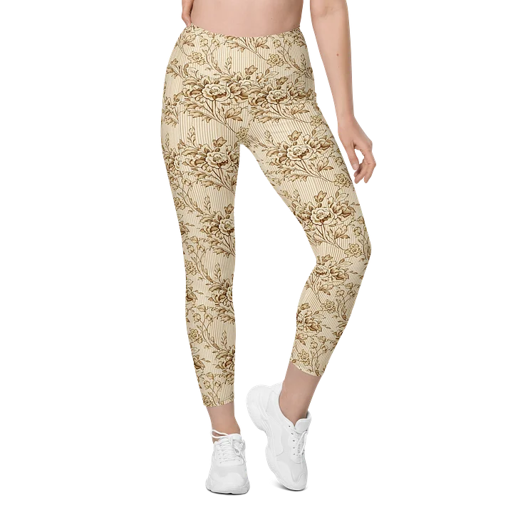 Beige Floral All-Over Print Pocket Leggings product image (1)