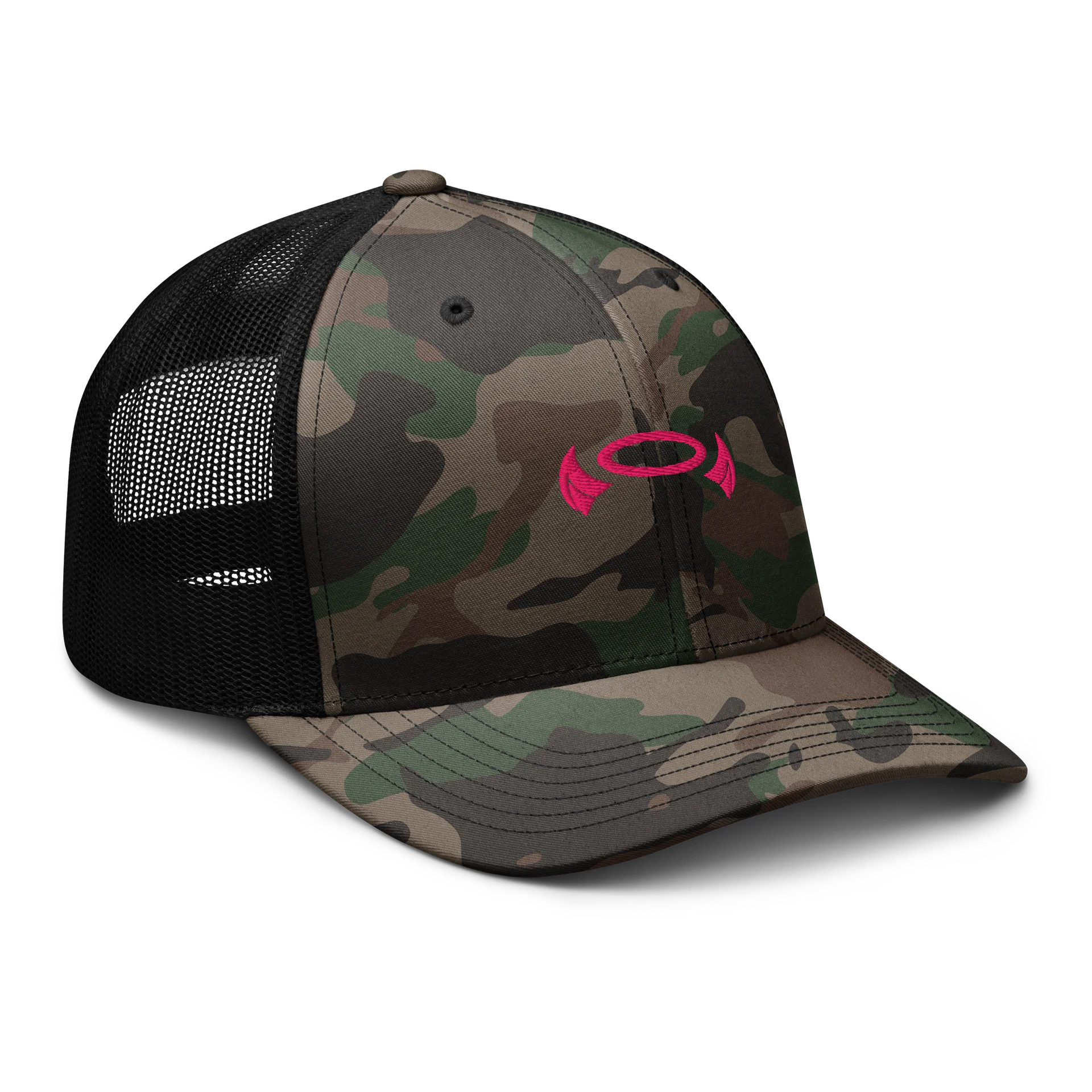 Booty Demon Halo & Horns Women's Camo Embroidered Trucker Hat product image (6)