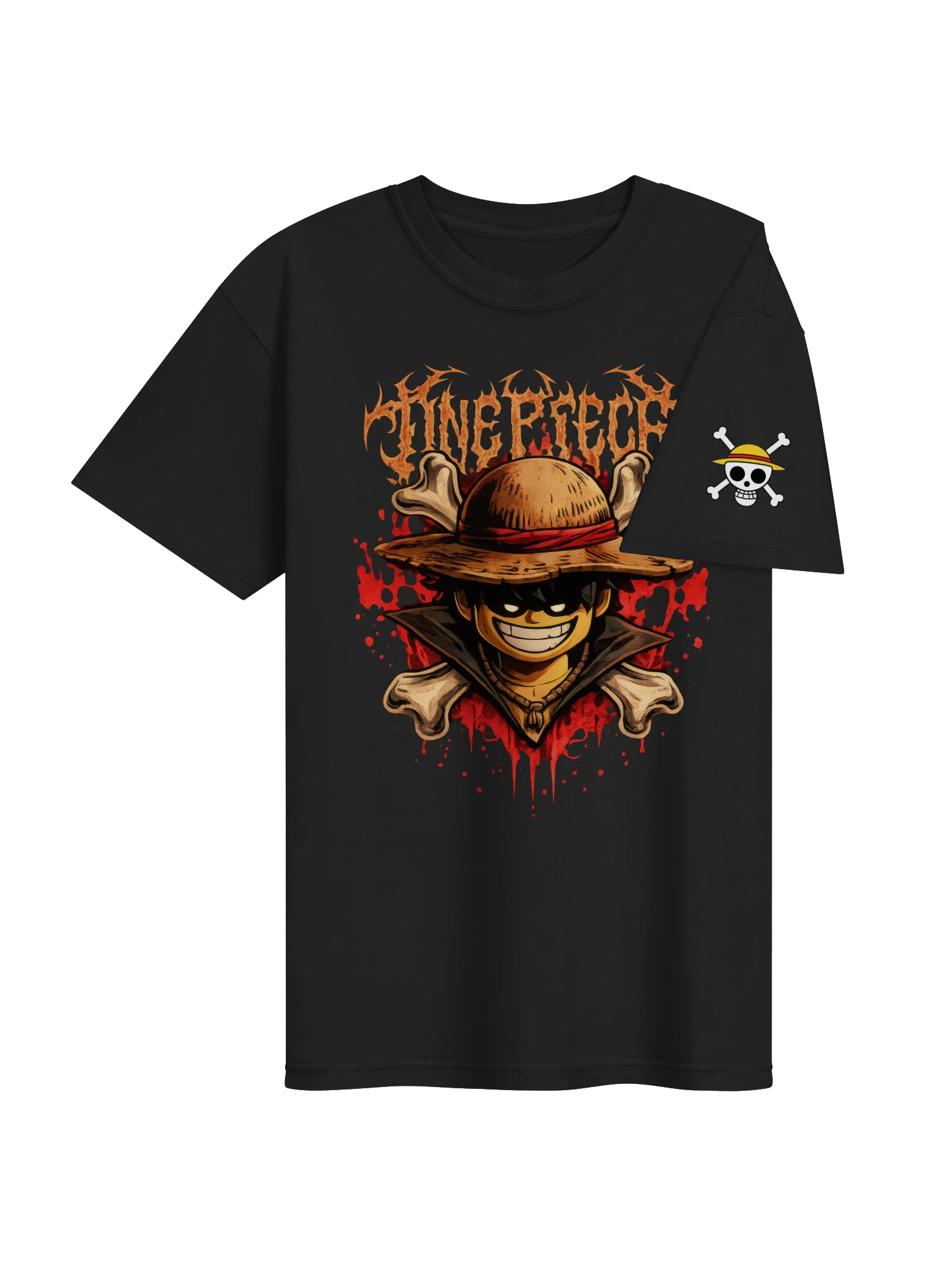 Luffy with his classic straw Lego-Style Graphic Tee product image (4)
