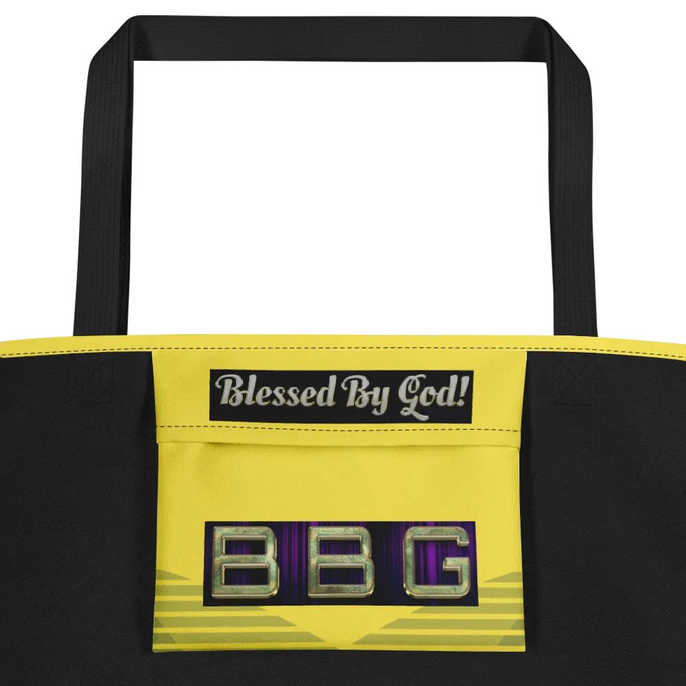 Yellow with Stripes BBG Tote Bag with Pocket product image (3)