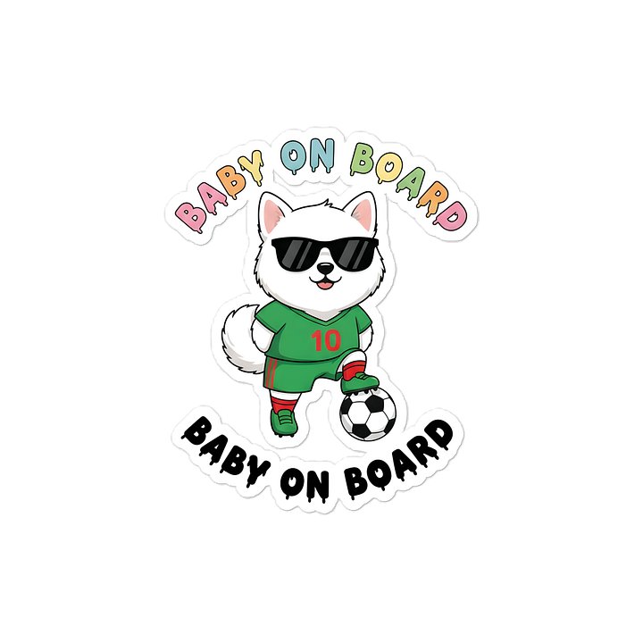 Funny Husky Dog Soccer Baby on Board Sticker - 5x5 Weatherproof Vinyl Car Decal - Cute Husky Dog Soccer Mom and Soccer Dad Gift product image (1)