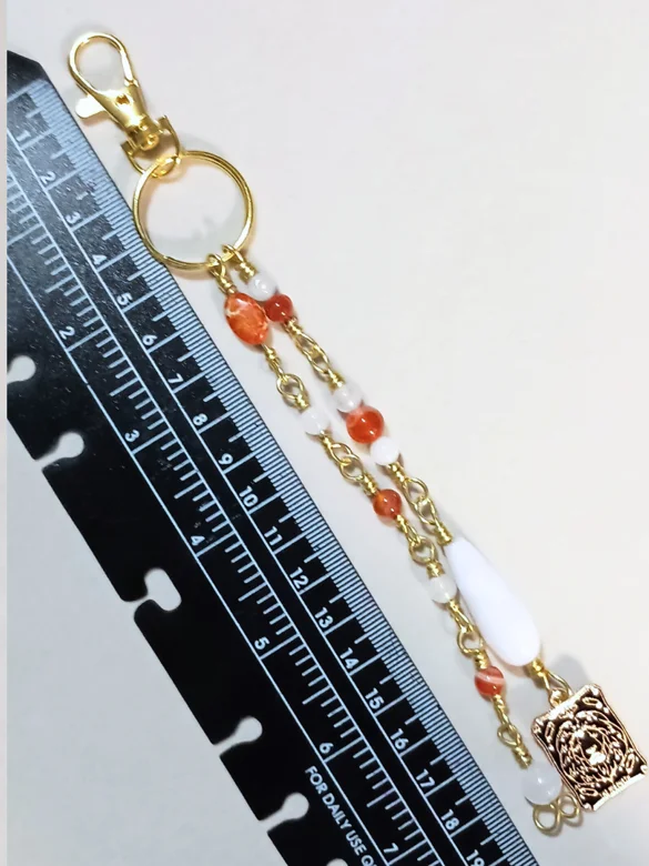 Courage & Success Purse Charm | Carnelian, Spodumene & Strength Tarot | Gold-Tone product image (5)