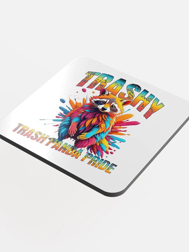Trashy Trash Panda Pride Glossed Cork Coaster product image (1)