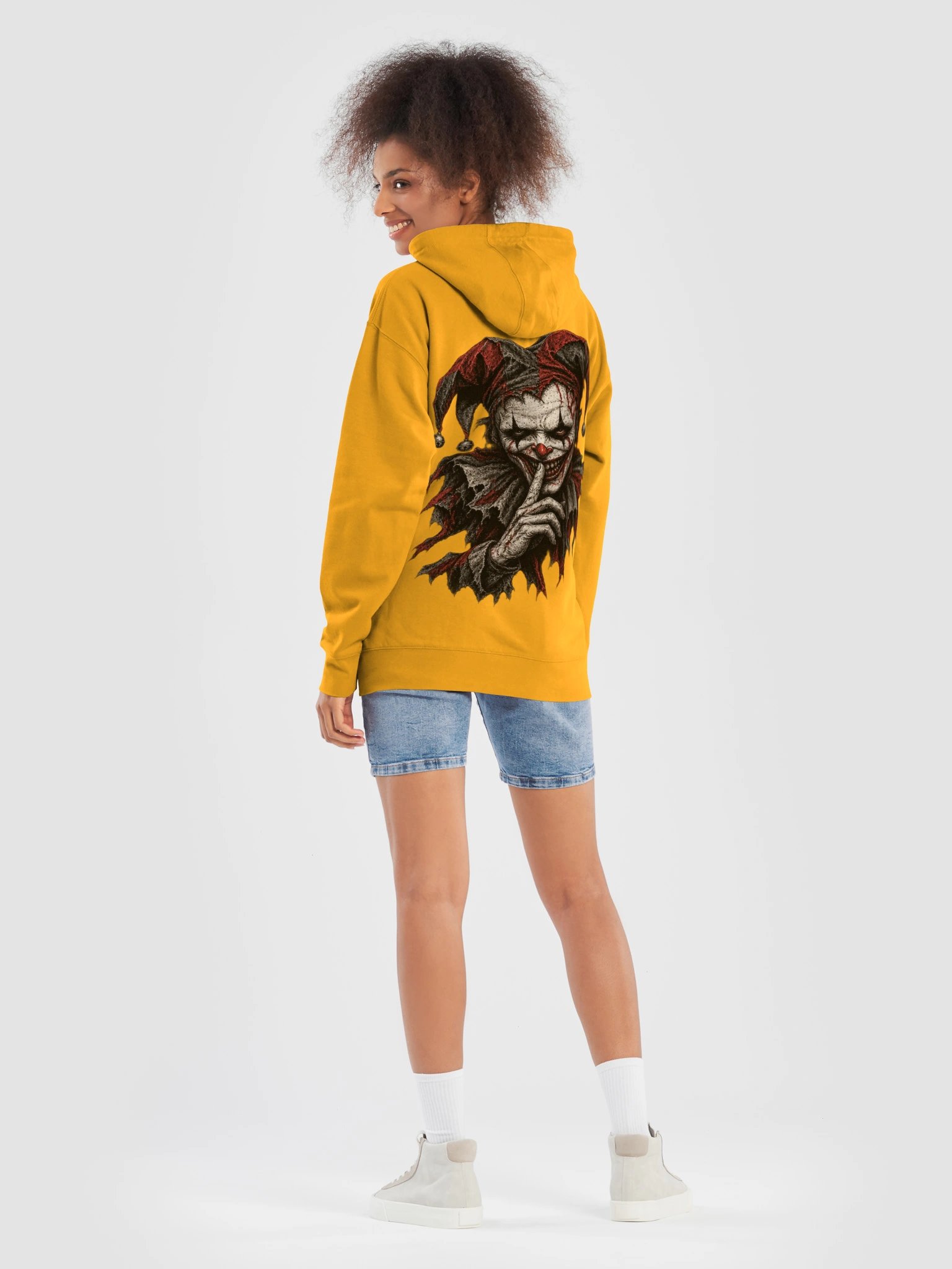 SINISTER HARLEQUIN JESTER GRAPHIC HOODIE | EVIL CLOWN HORROR HOODIE product image (6)