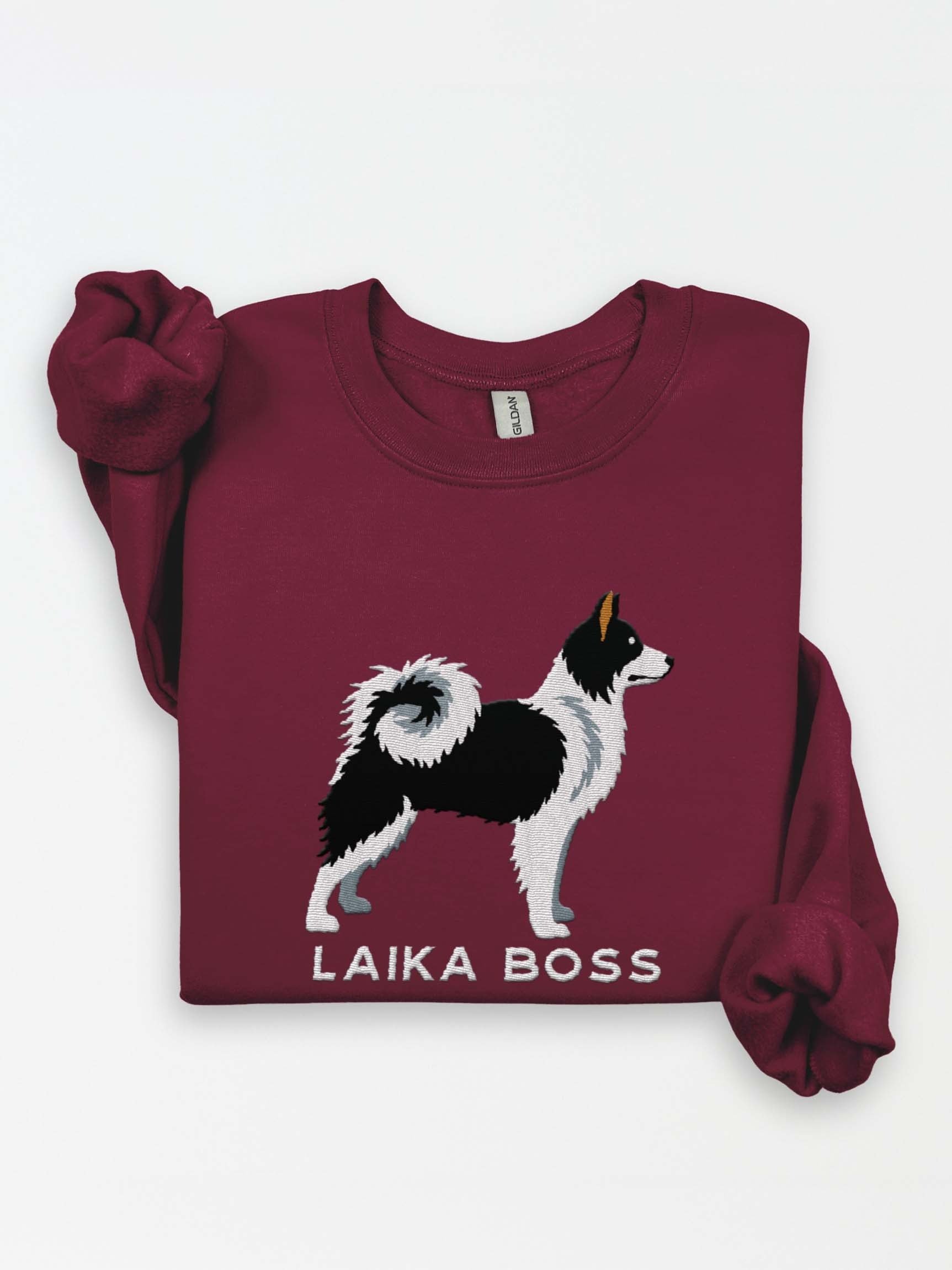 Laika Boss Sweatshirt (Embroidered) of a Yakutian Laika(Black & White) product image (1)