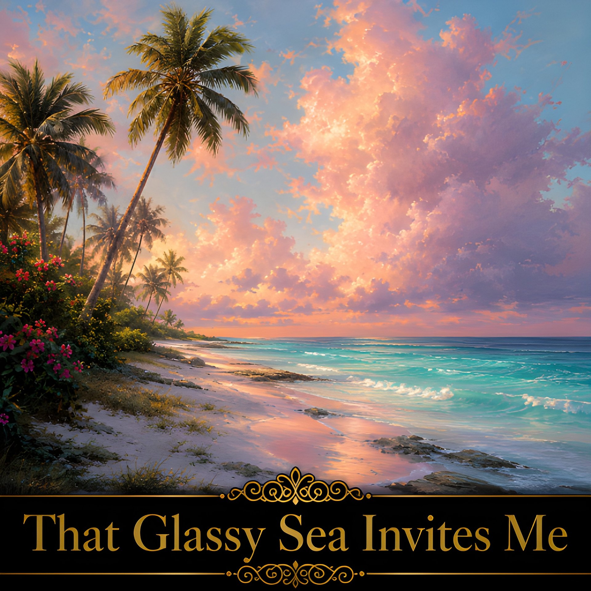 Or That Glassy Sea Invites Me - Tropical Sunset Oil Painting Wall Art product image (2)
