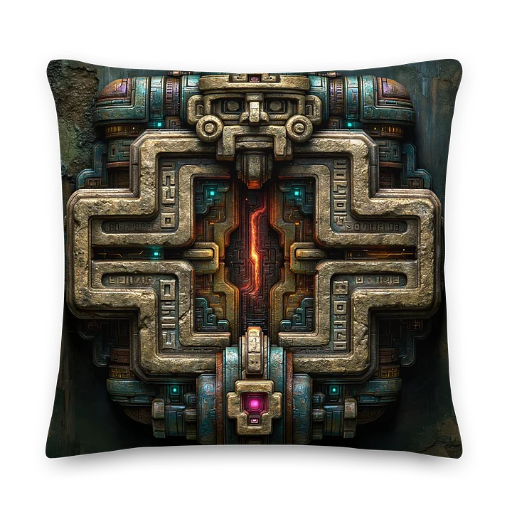 Core Transmission Seal I — Ancient Machine Relic Cushion Cover 22x22 product image (2)