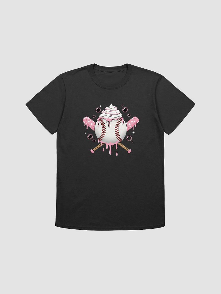 Sweet Softball Vibes T-Shirt – Cute Dripping Ice Cream Baseball & Pink Polka Dot Bats product image (1)