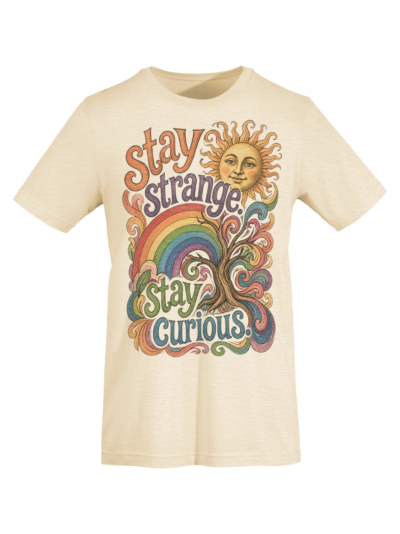 Stay Strange, Stay Curious Psychedelic Rainbow Tee product image (6)
