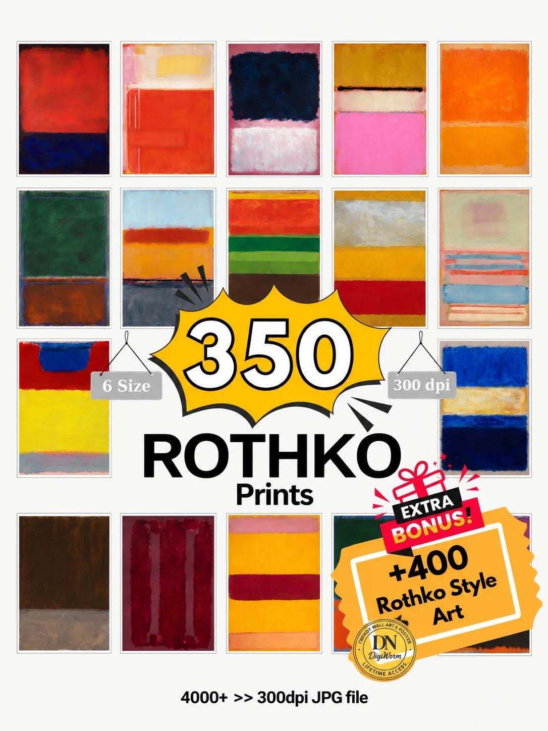 350+ Rothko Color Field Printable Wall Art, Modern Abstract Painting Bundle, Large Statement Gallery Wall Prints, Digital JPG Download product image (1)