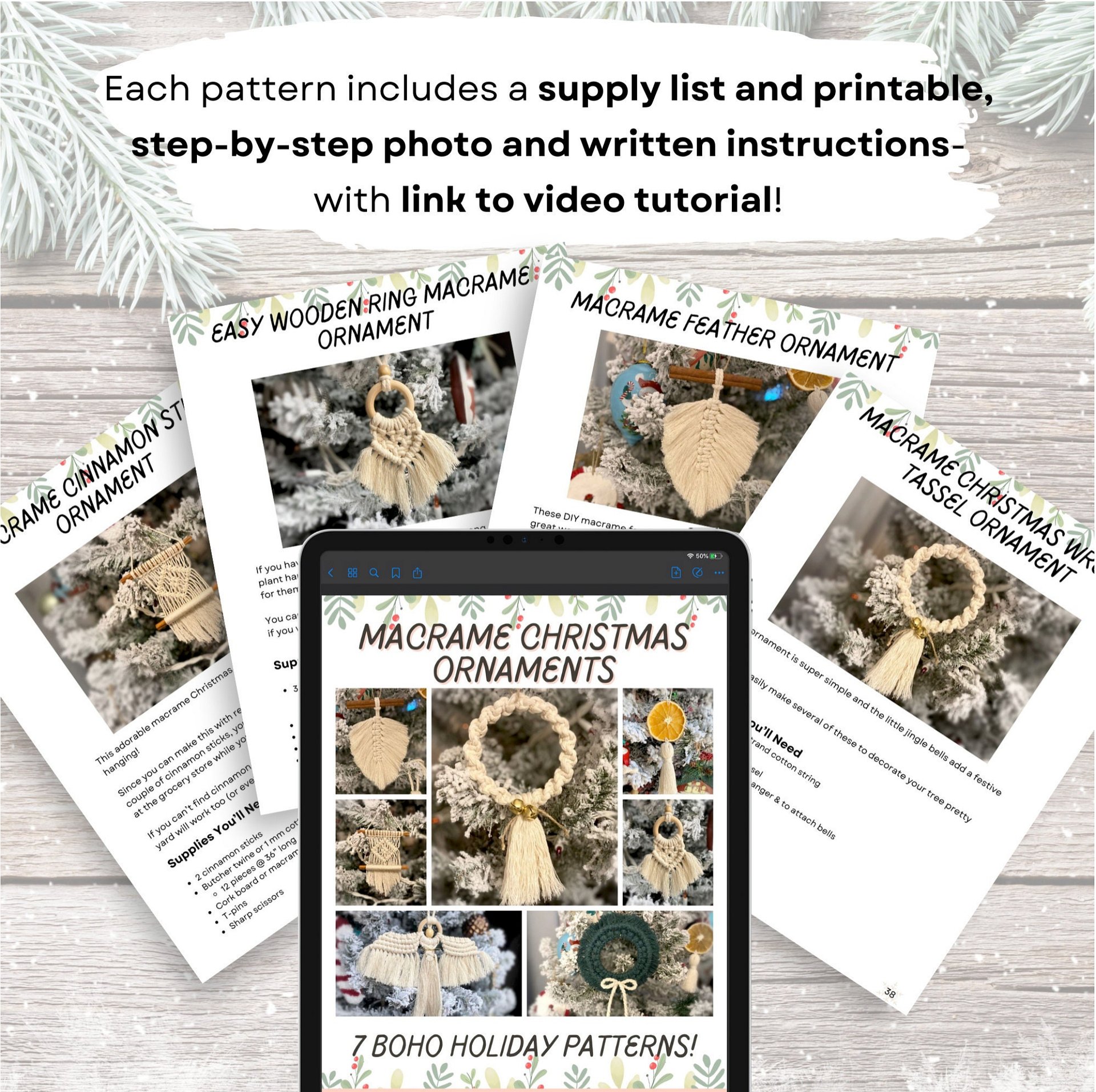 7 Macrame Christmas Ornaments (Digital PDF Patterns) product image (2)