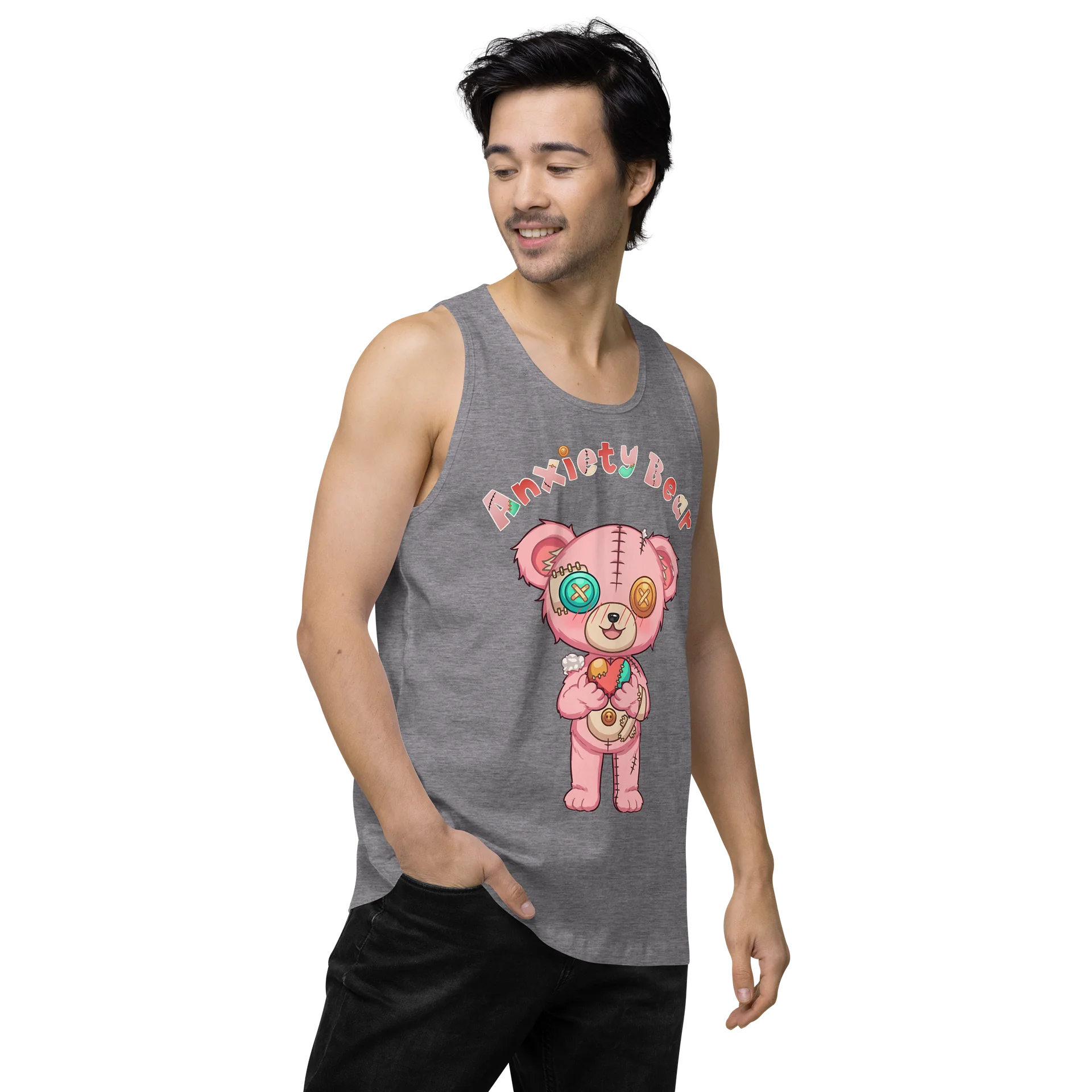 Anxiety Bear Heart Men's Tank Top product image (36)