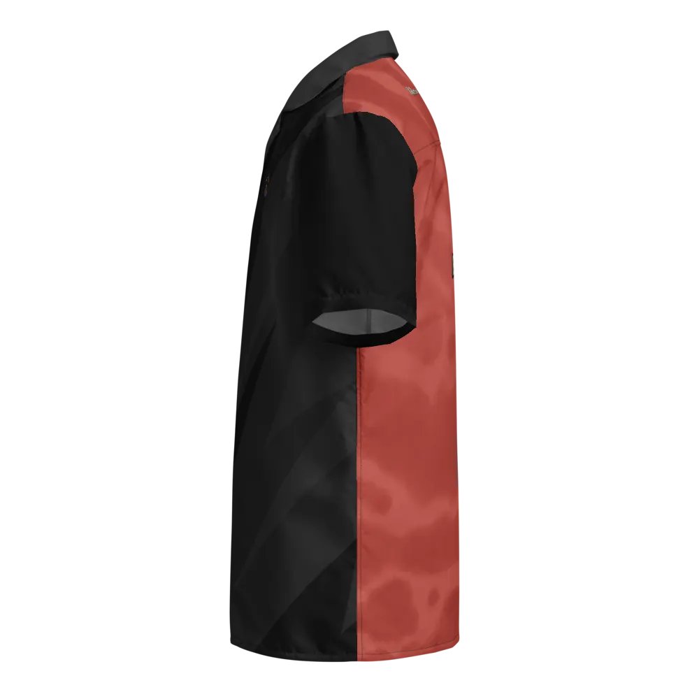 Two Tone Black and Red Blessed by God Button-up Shirt product image (4)
