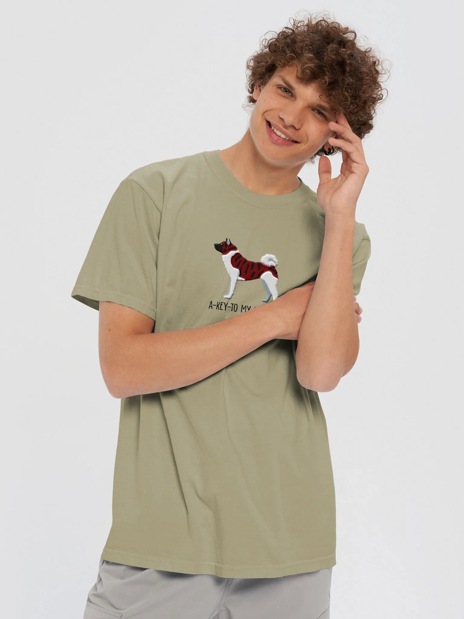 A-Key-To My Heart T-Shirt(Embroidered) of an American Akita(Brindle) product image (2)