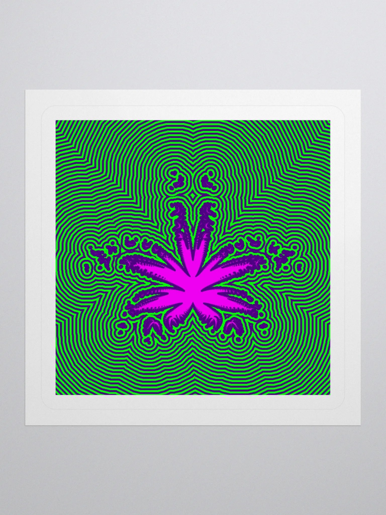 Cannabis Leaf Stoner Sticker, Green Pink Purple Psychedelic Weed Art product image (1)