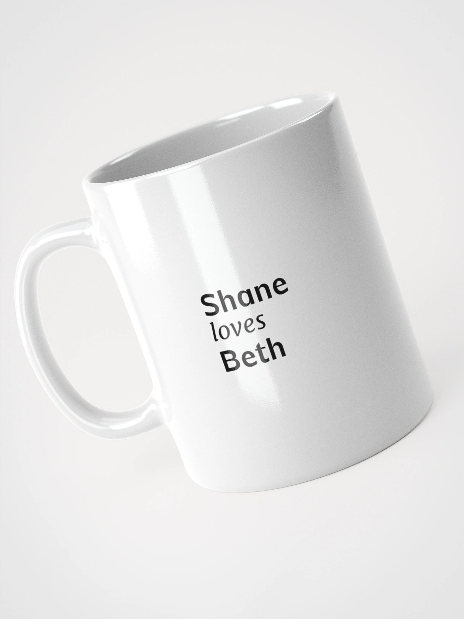 White Ceramic Coffee Cup - Shane loves Beth product image (3)