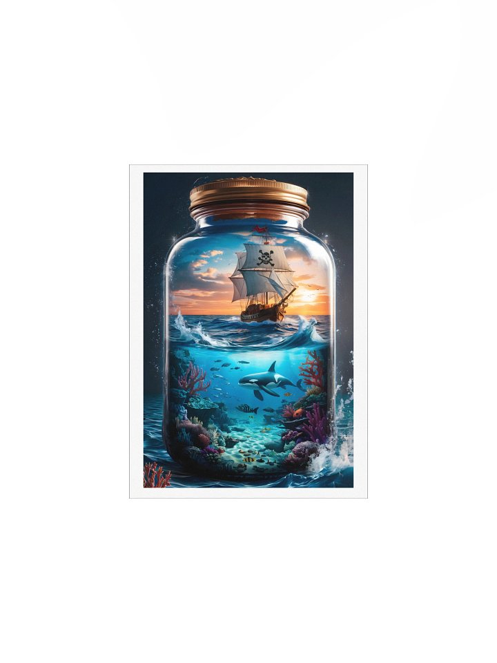Pirate Ship in a Jar Poster – Surreal Ocean Fantasy Wall Art product image (2)