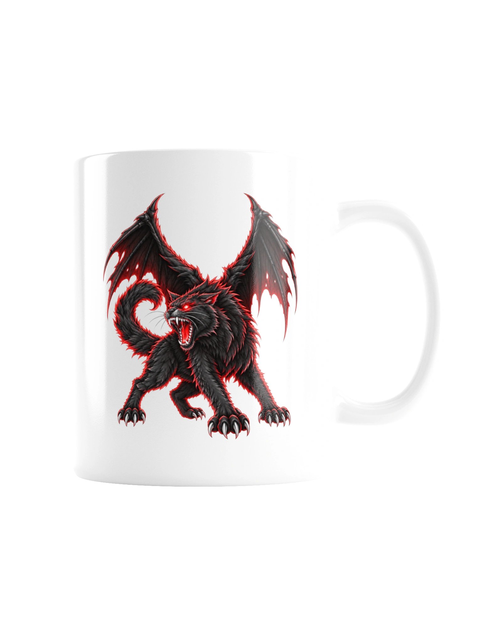 Hellfire Feline — Winged Black Cat of Halloween - Mug product image (8)