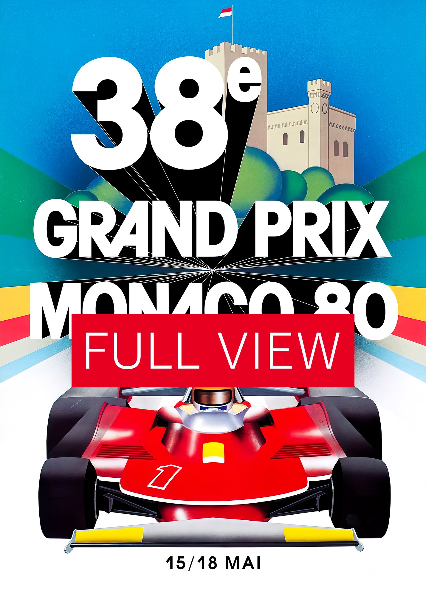 Monaco Vintage F1 Grand Prix, 1980 poster — Vintage Formula 1 poster, Monaco Grand Prix poster, retro travel poster product image (3)