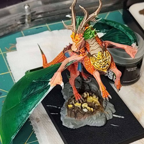 WiP Wednesday - working quickly on a Cathayan Shugengan Lord on Great Spirit Longma - still learning NMM, shading and highlig...