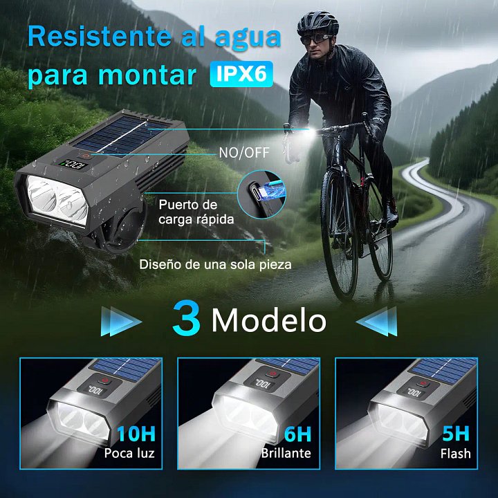 Luces Solares Led Accesorio Para Bicicletas Baterias Recargables product image (2)