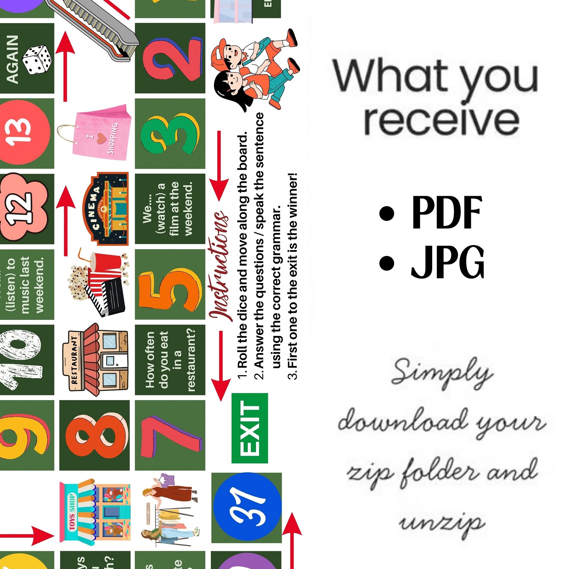Shopping Board Game PDF JPG Group Work Printable Activity Speaking in Class product image (3)
