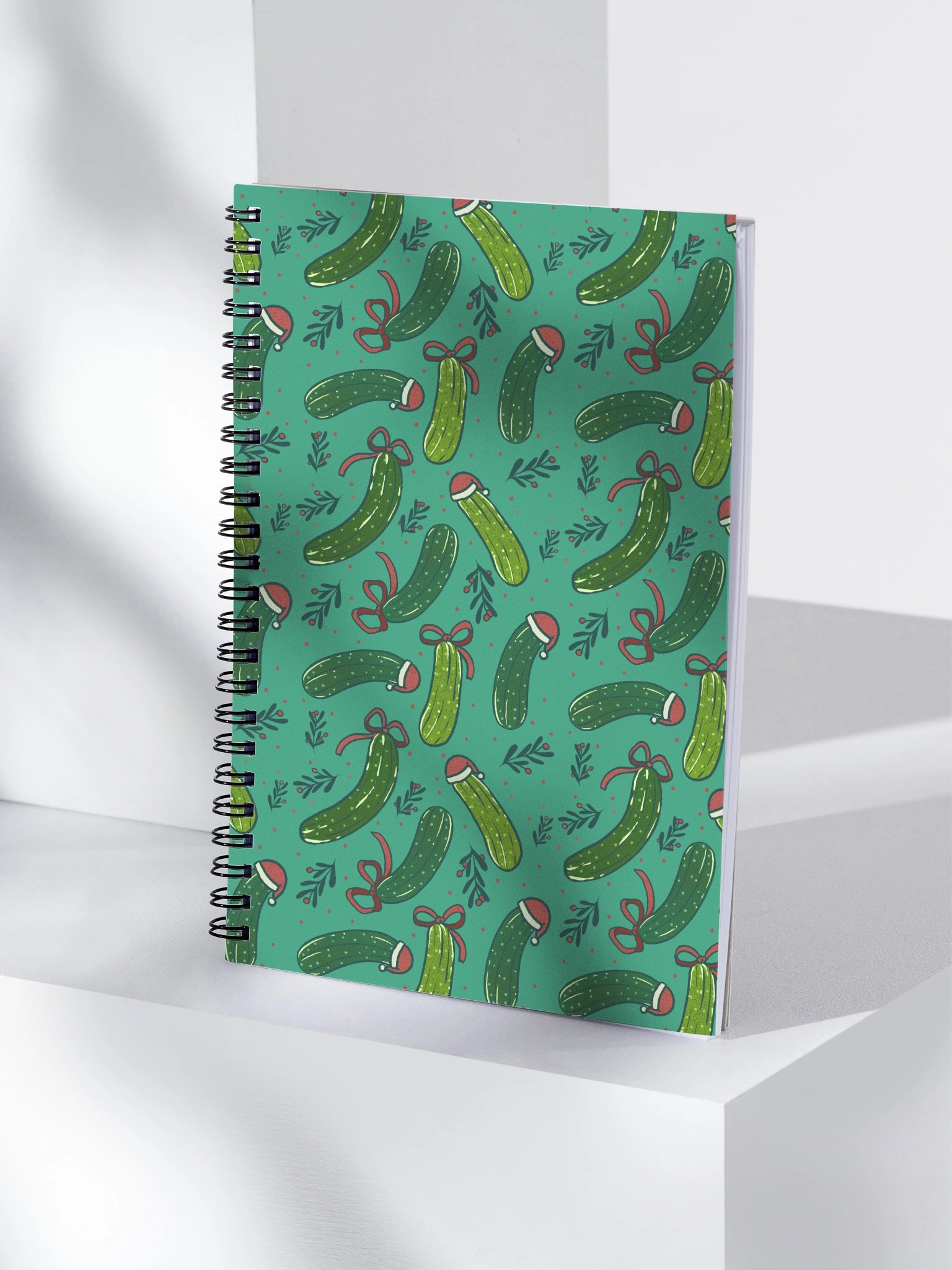 Christmas Pickles Patterned Notebook, Dark Green product image (4)