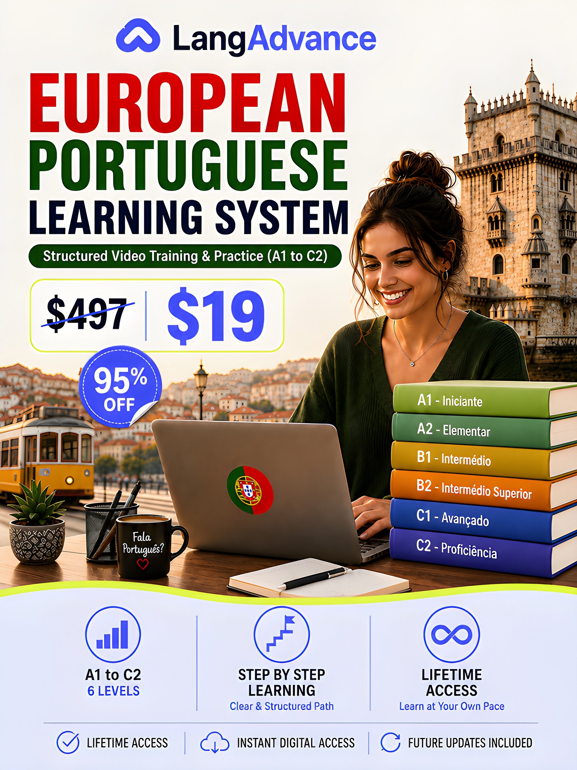 European Portuguese Learning System 🇵🇹 | Structured Video Training & Practice (A1–C2) product image (1)