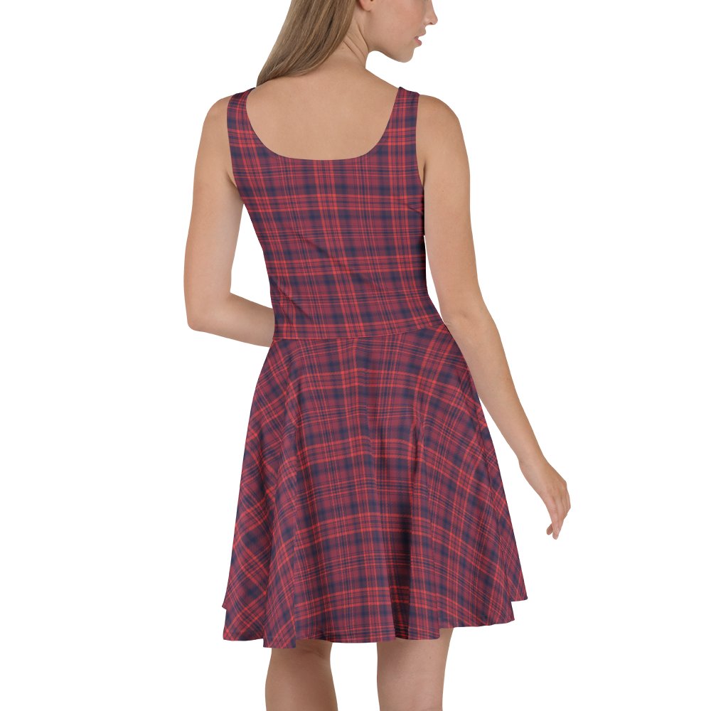 Red and Navy Plaid Tartan Skater Dress for Casual Wear product image (4)