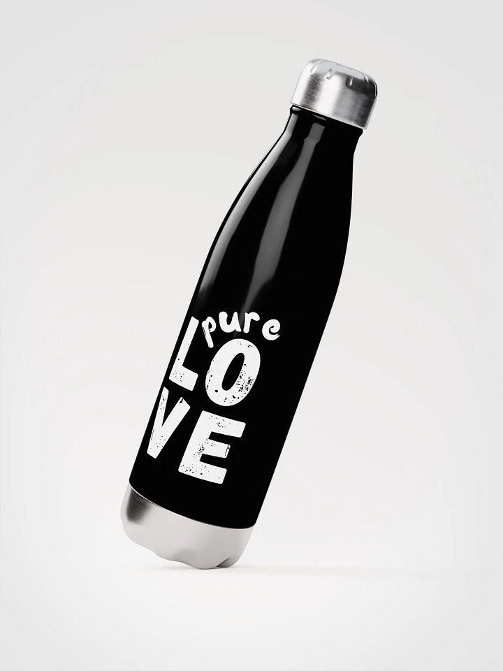 Pure Love white on black Stainless Steel Water Bottle product image (2)