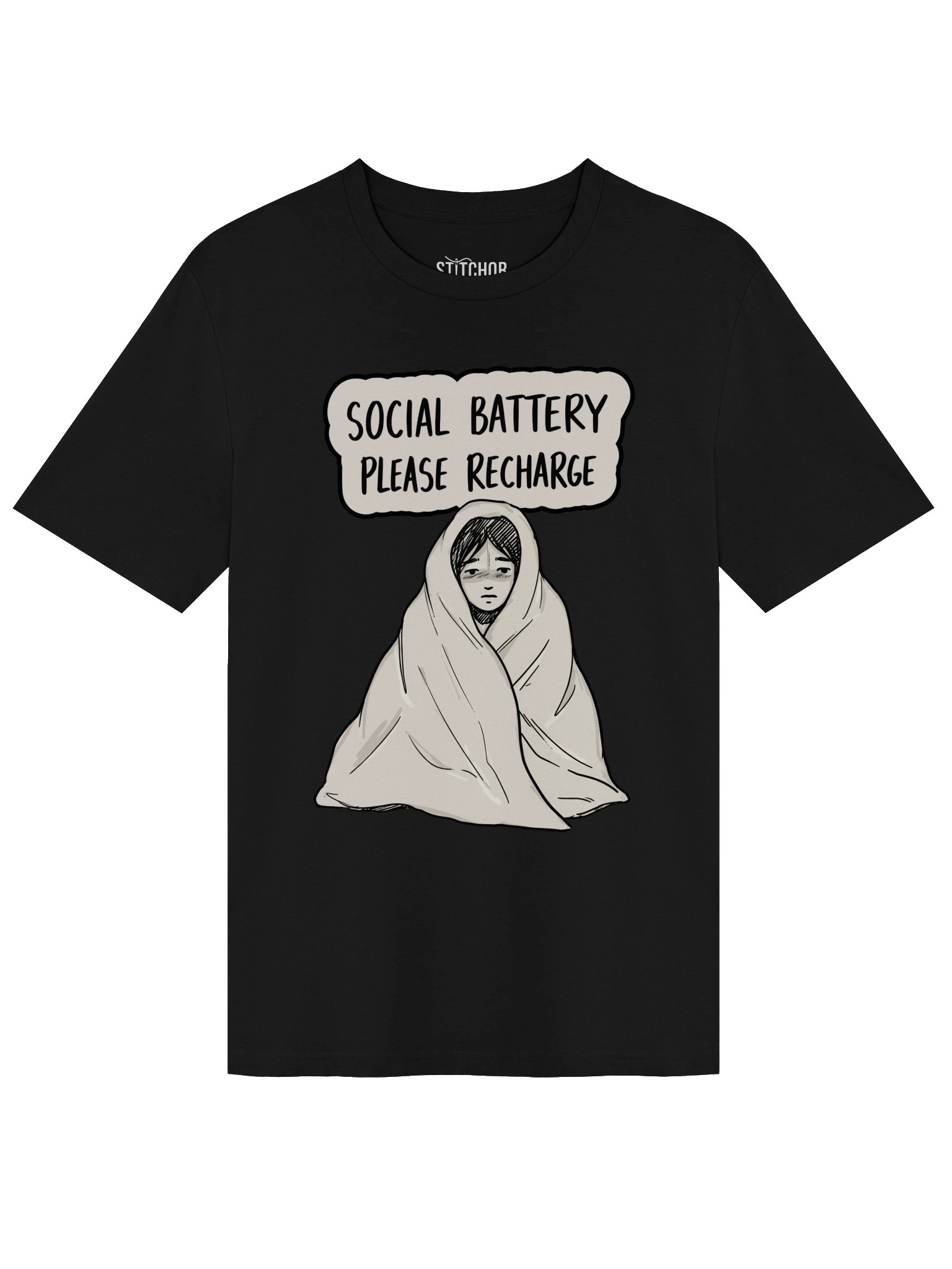 Social Battery Please Recharge – Funny Introvert Humor - Unisex Organic T-Shirt product image (4)