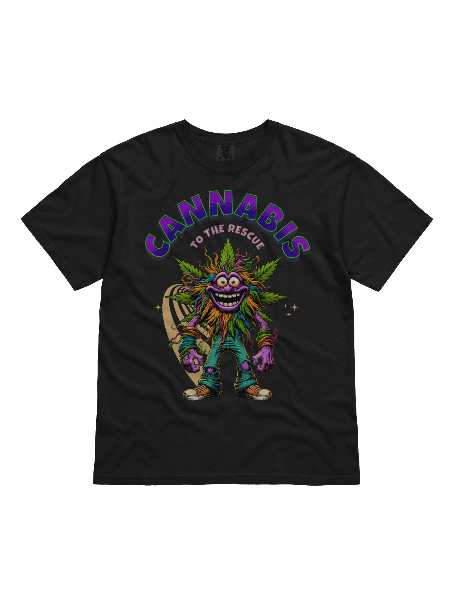 Hairy Bud - To the Rescue - Cannabis Leaf Cartoon Heavyweight T-Shirt product image (7)