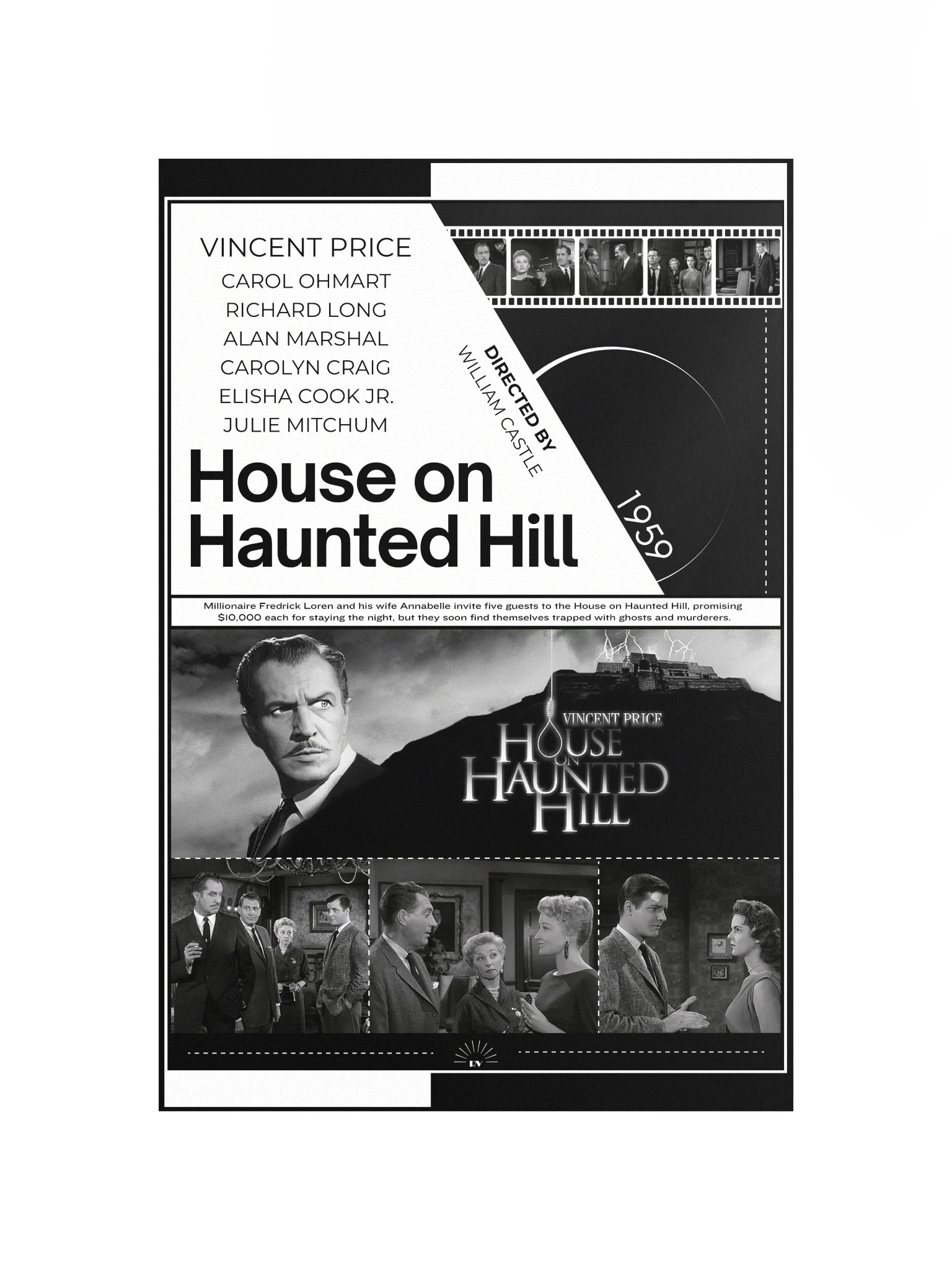 House on Haunted Hill with Vincent Price and Carol Ohmart 1959 | Movie Poster | 12x18 Wall Art product image (4)