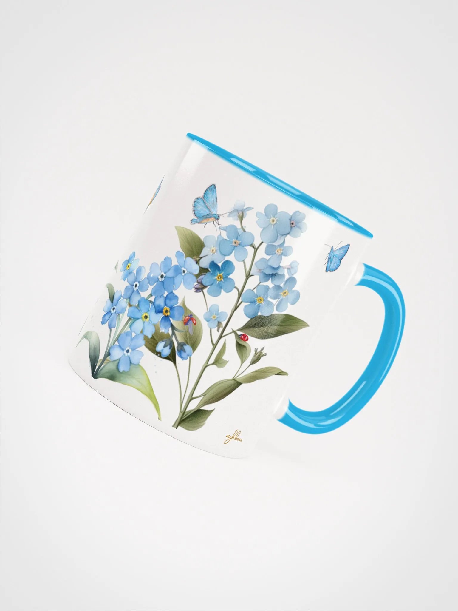 Forget-Me-Not Whispers Ceramic Mug | 11oz & 15oz | Dishwasher & Microwave Safe | Vibrant Interior Colors product image (4)