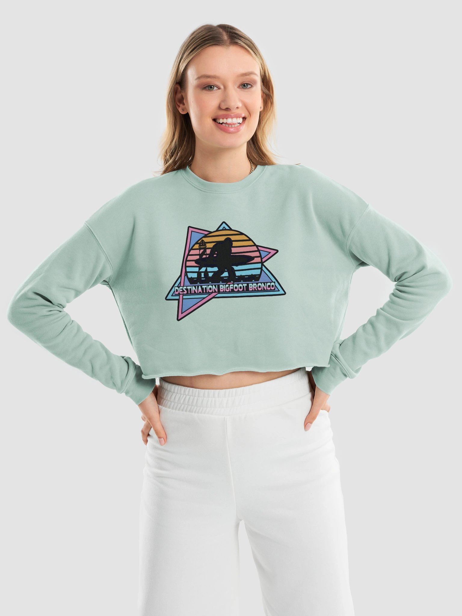 Destination Bigfoot Bronco Retro-Inspired Bella+Canvas Women's Fleece Crop Sweatshirt (Multiple Colors Available) product image (26)