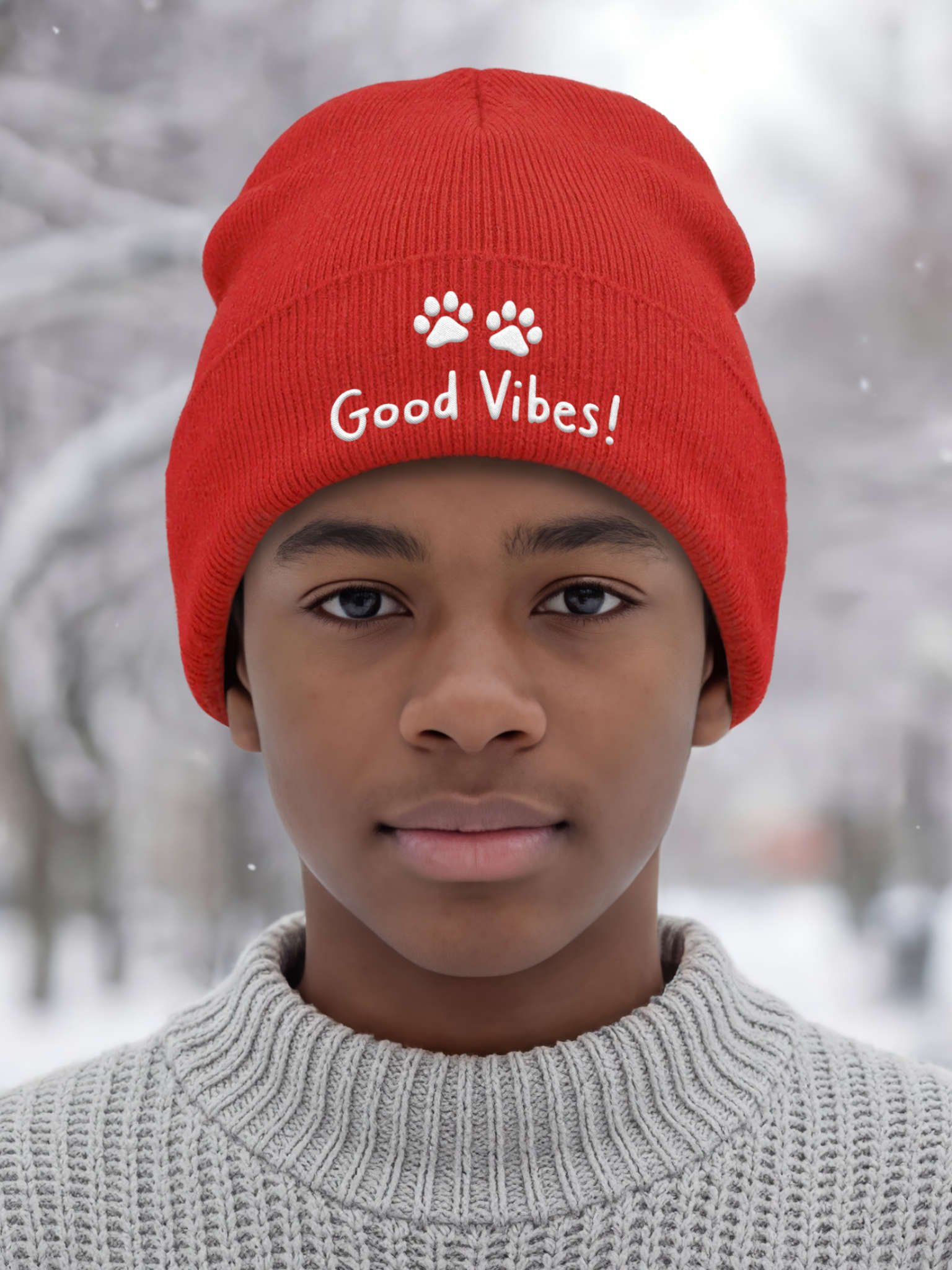 Good Vibes! Embroidered Cuffed Beanie – Soft & Cozy Unisex Accessory for Everyday Elegance product image (5)