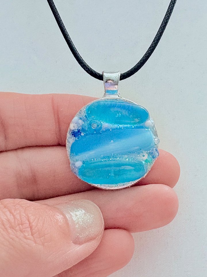 MFD-00210 | Coastal Calm Horizon Pendant Necklace | Handmade Glass Art Jewelry | Monique Faella Designs™ product image (1)
