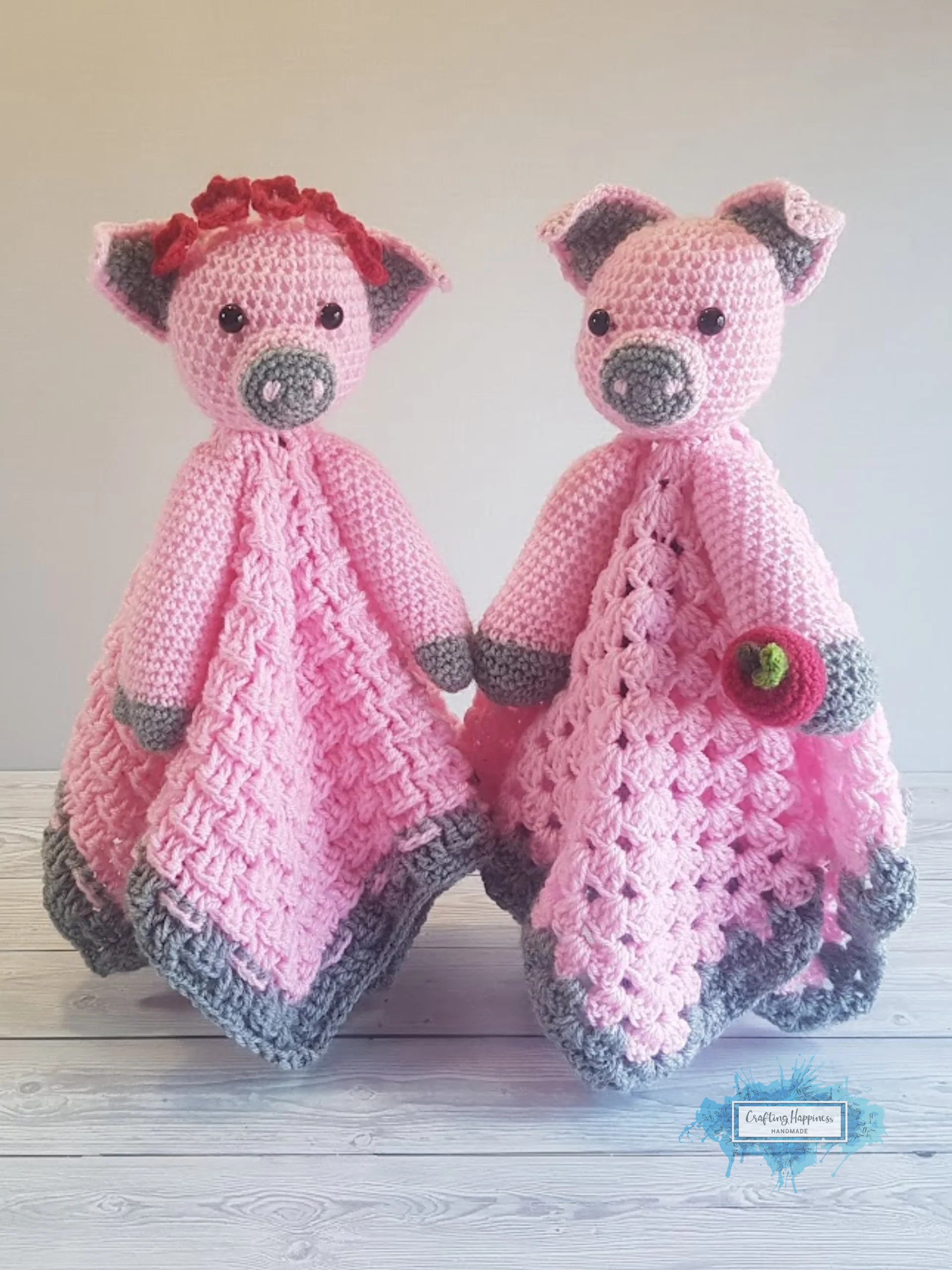 Pig Lovey Blanket Crochet Pattern - Baby Comforter Toy PDF Pattern - Crafting Happiness product image (1)