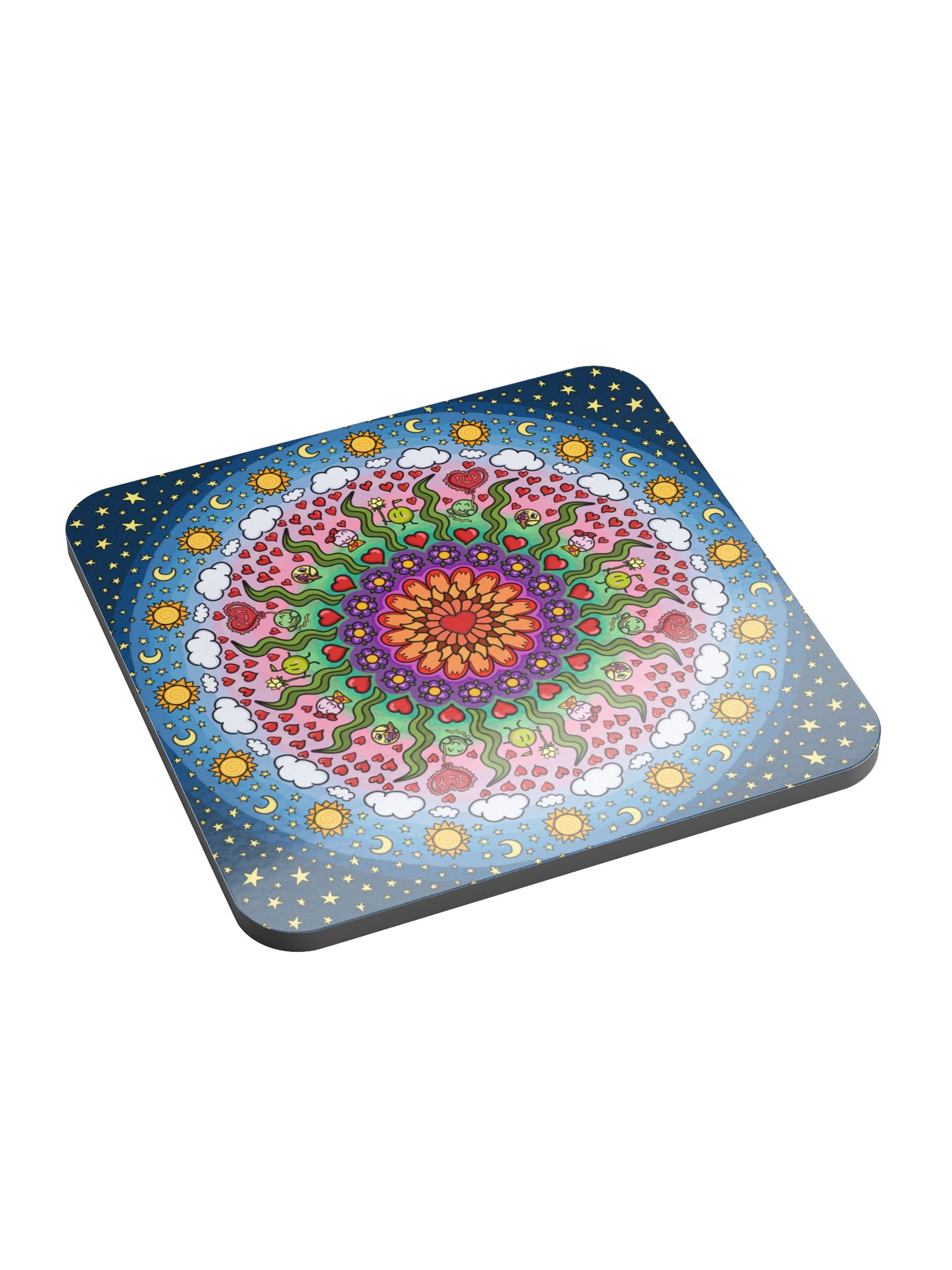 Dango Valentines Mandala - Glossed Cork Coaster product image (1)