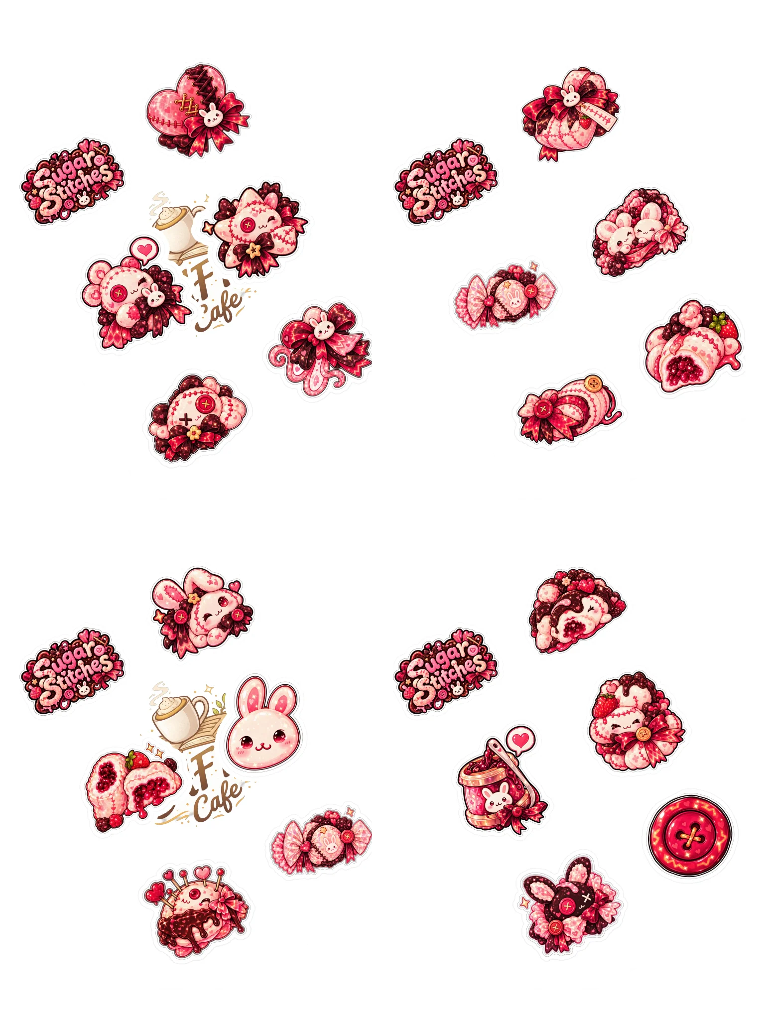 The AFK Cafe™ Sugar Stitches | Complete 24-Piece Sticker Bundle product image (1)