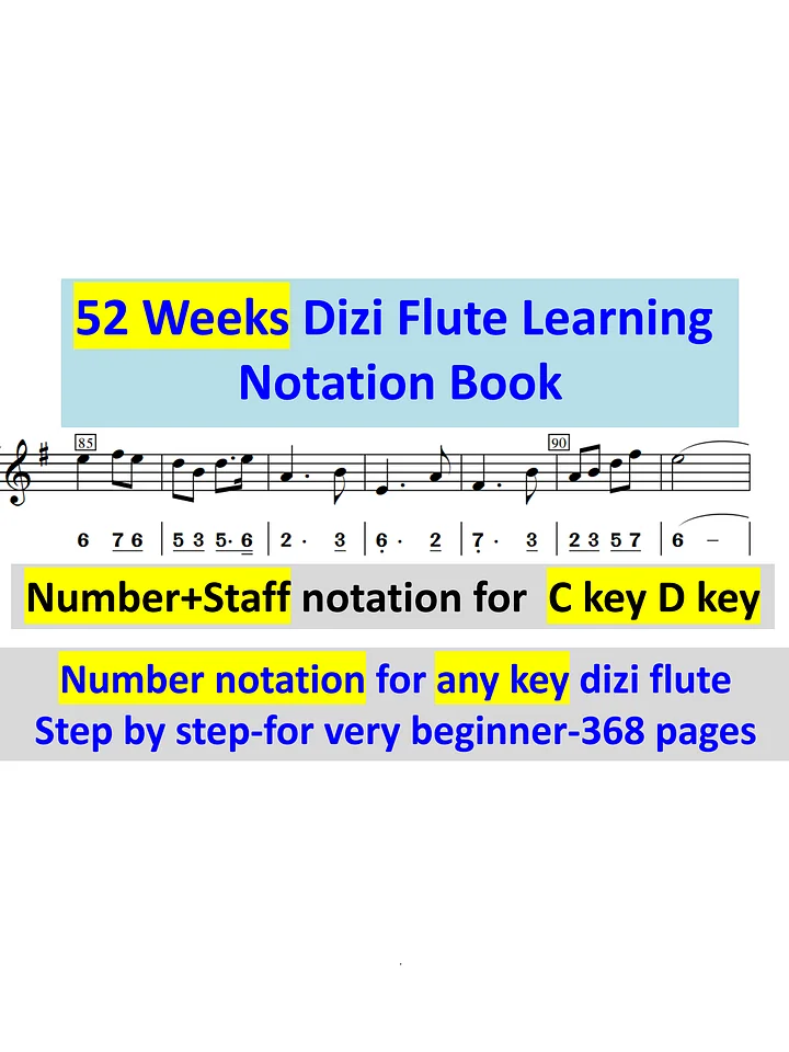 Chinese Dizi Flute Learning Courses Exercise Notation Book (52 weeks Step by step for beginner) product image (1)
