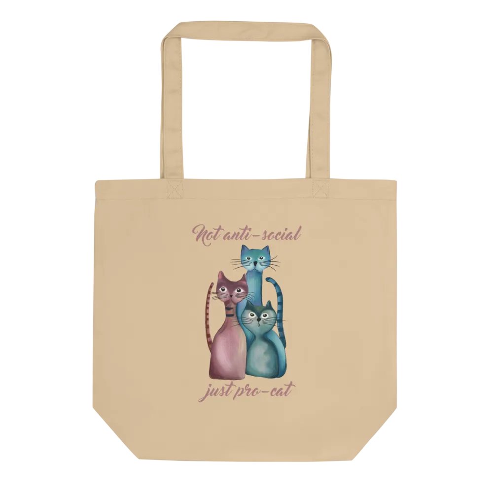 Handdrawn Cat Lover Abstract Colorful Eco-Friendly Canvas Tote Bag product image (2)