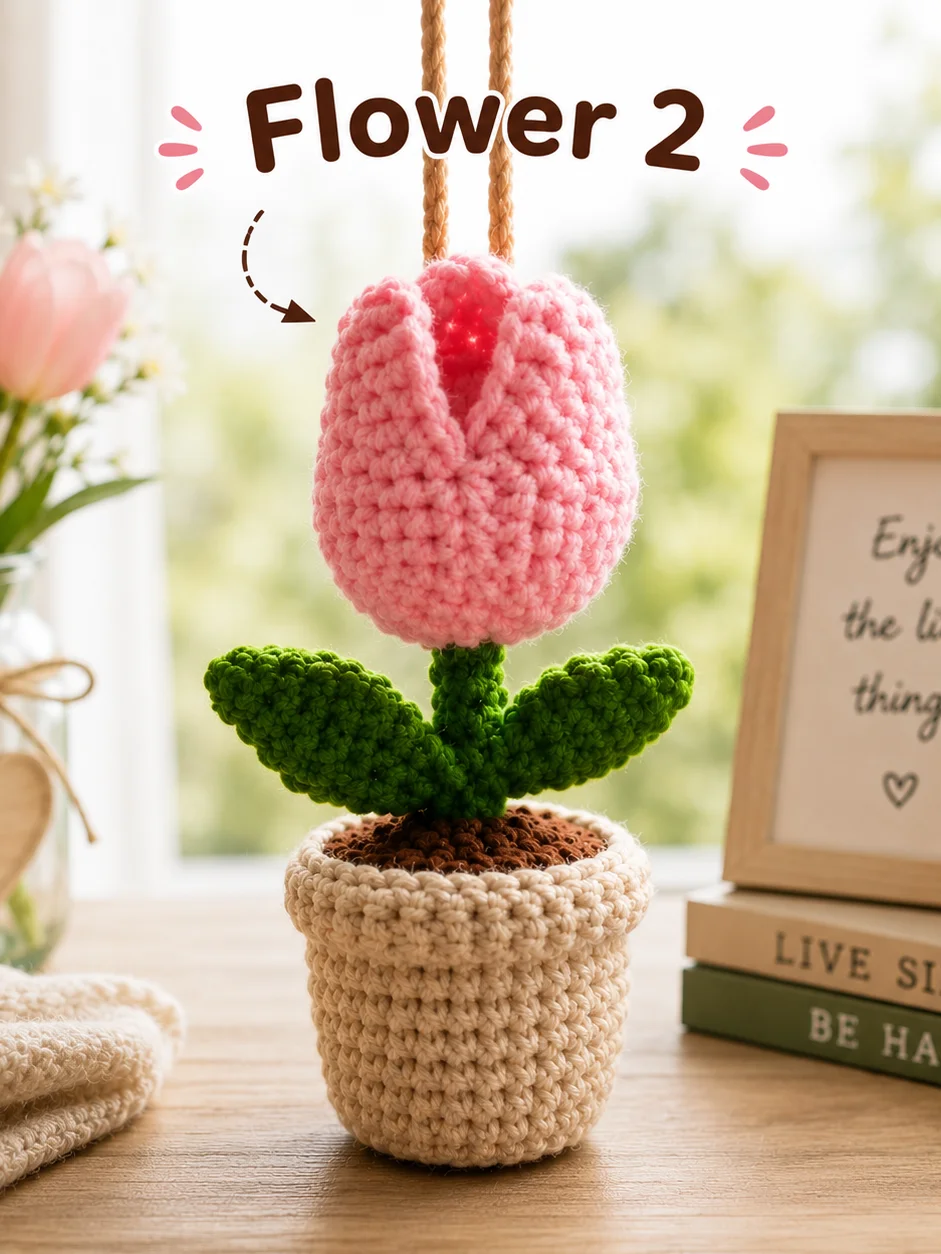 3 Crochet Car Flower Plants Pattern product image (3)