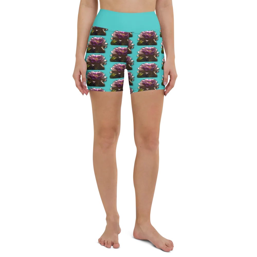 Turquoise Blossom Yoga Shorts product image (3)