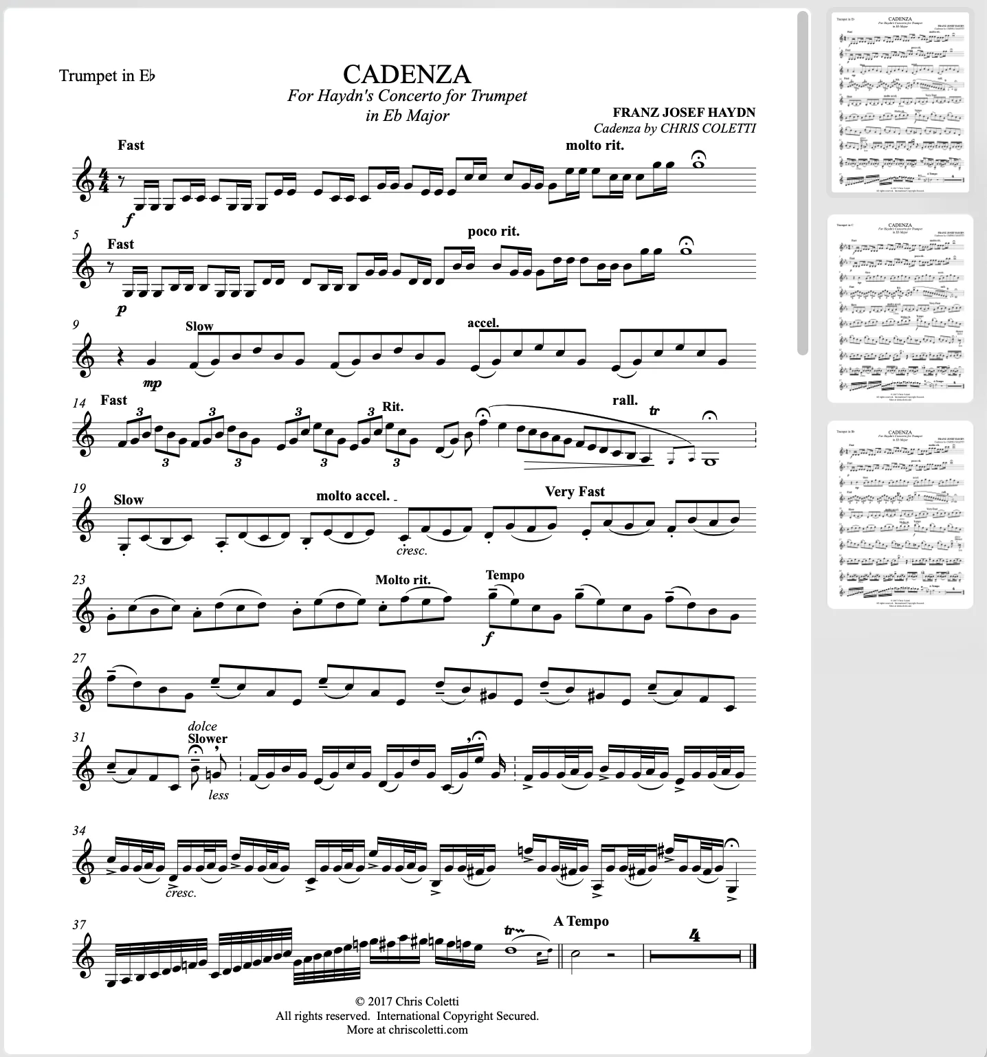 Haydn Trumpet Concerto CADENZA product image (1)